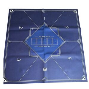 Texas Hold'em Poker Table Mat Blue Neoprene Portable Bag 31x31